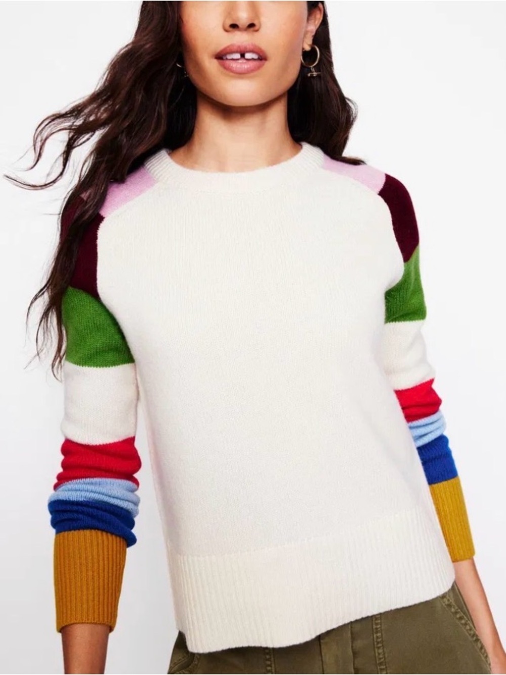Boden Olivia Stripe Sleeve 100% RWS Certified Merino Wool Jumper Sweater SZ L - Picture 11 of 11